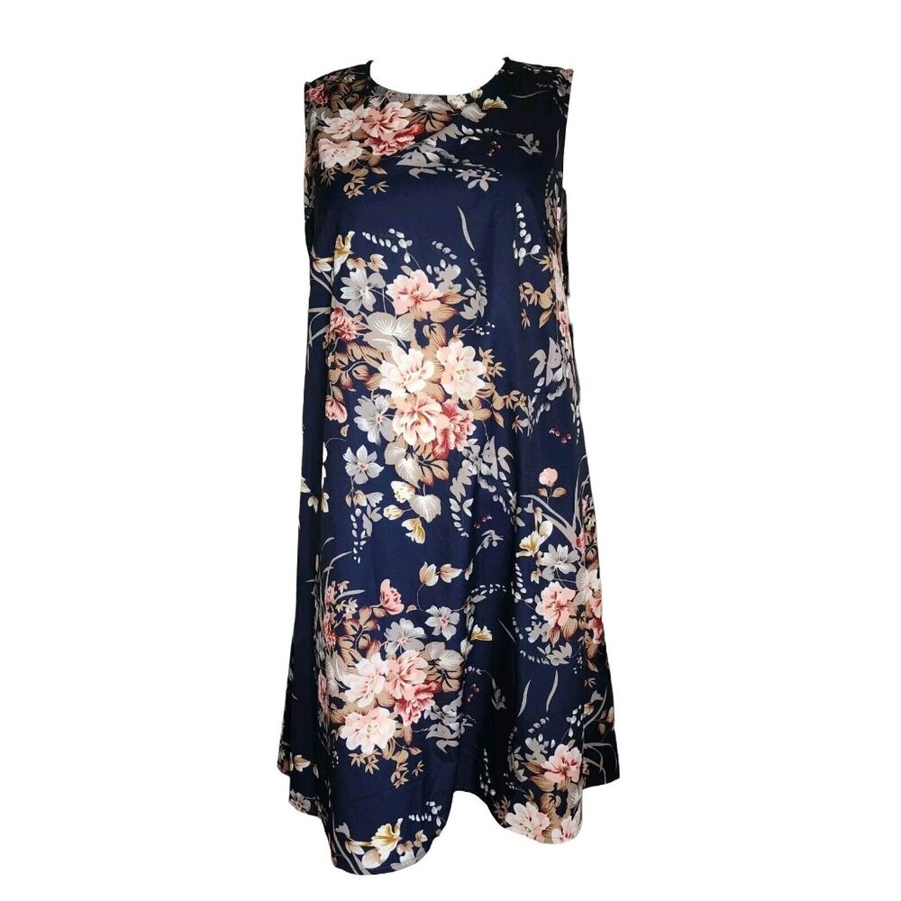 SHEIN Curve Blue Floral Sleeveless Pullover Dress Womens‎ Plus Size 1XL